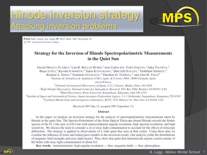 hinode inversion strategy attacking inversion problems