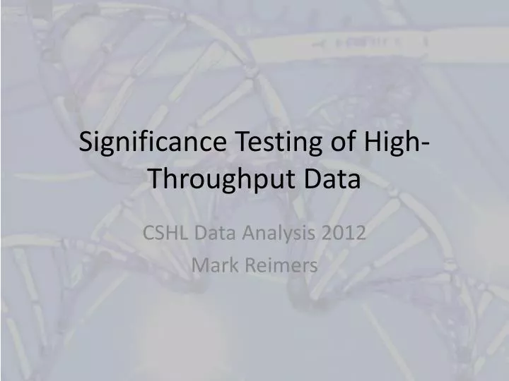 significance testing of high throughput data