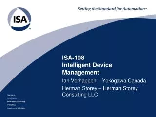 ISA-108 Intelligent Device Management