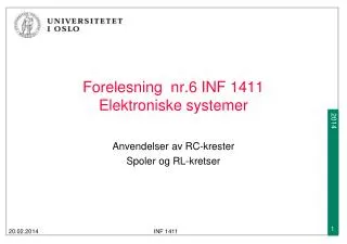 forelesning nr 6 inf 1411 elektroniske systemer