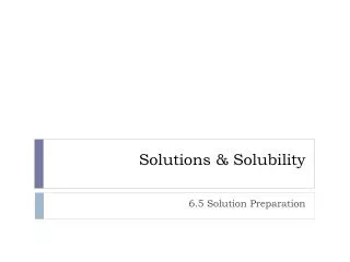 solutions solubility