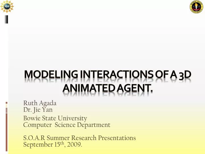 modeling interactions of a 3d animated agent