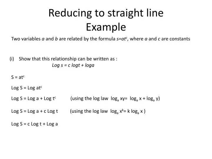 reducing to straight line example