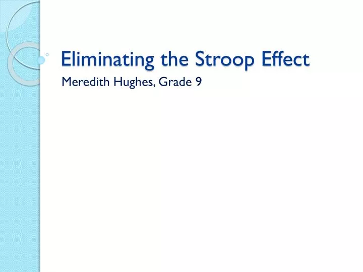 eliminating the stroop effect
