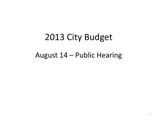 2013 City Budget