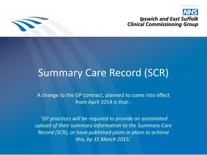 summary care record scr