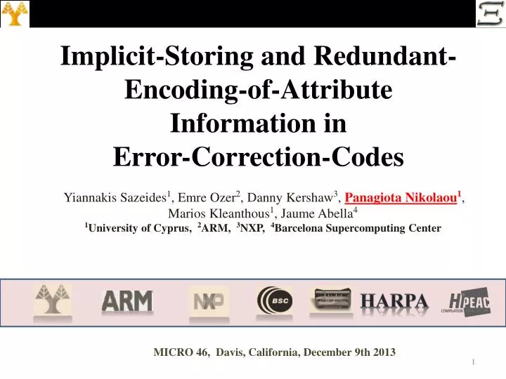 implicit storing and redundant encoding of attribute information in error correction codes