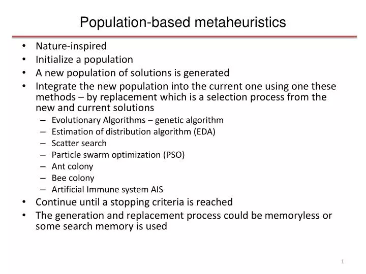 population based metaheuristics