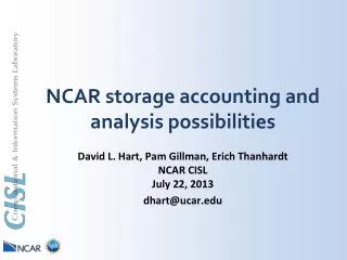 NCAR storage accounting and analysis possibilities