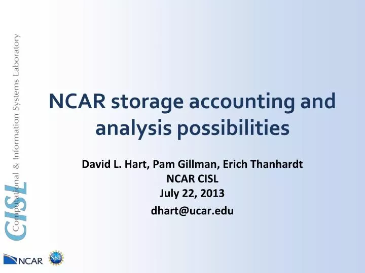 ncar storage accounting and analysis possibilities