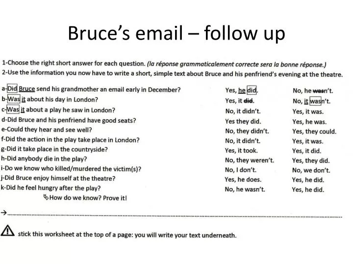 bruce s email follow up
