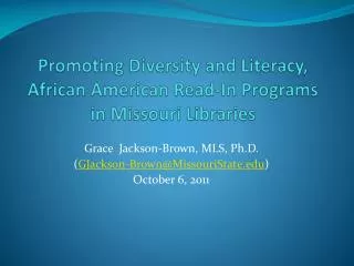 Promoting Diversity and Literacy, African American Read-In Programs in Missouri Libraries