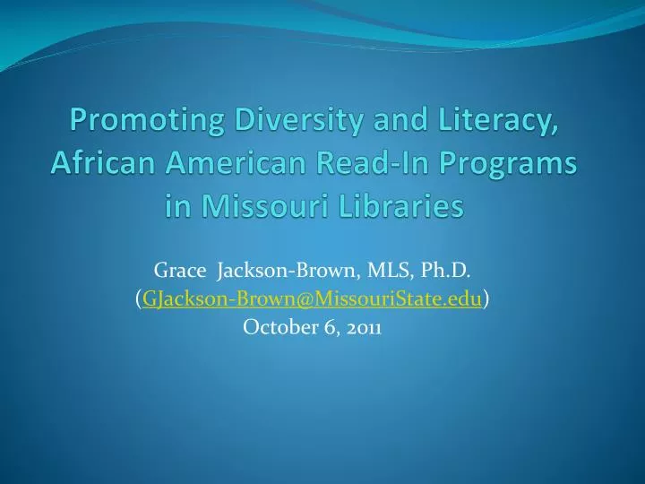 promoting diversity and literacy african american read in programs in missouri libraries
