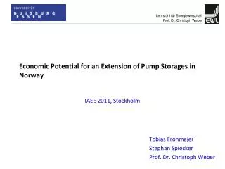 Economic Potential for an Extension of Pump Storages in Norway