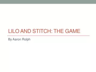 Lilo and stitch: the game