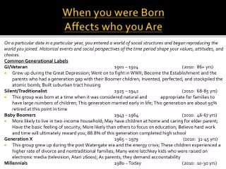 When you were Born Affects who you Are