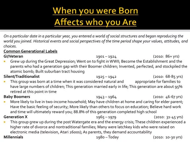 when you were born affects who you are