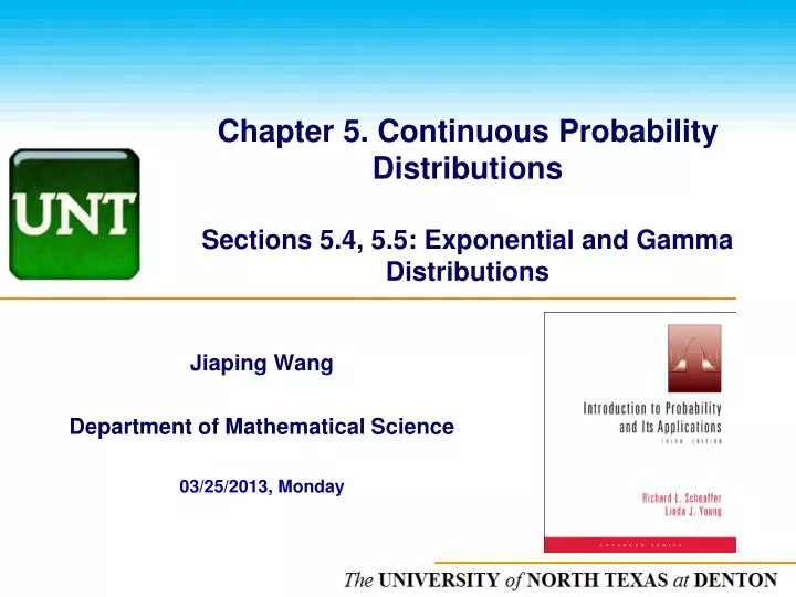 chapter 5 continuous probability distributions sections 5 4 5 5 exponential and gamma distributions