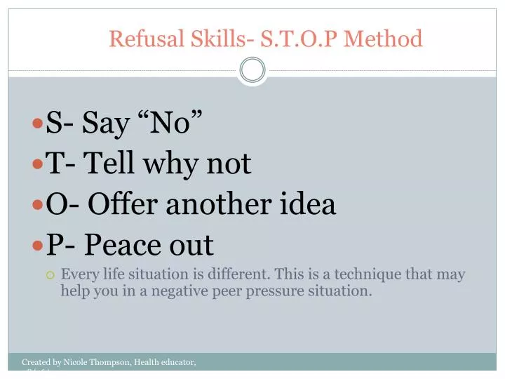 refusal skills s t o p method