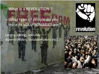 What is a REVOLUTION ? What type of people do you think REVOLUTIONARIES are ?
