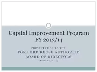Capital Improvement Program FY 2013/14