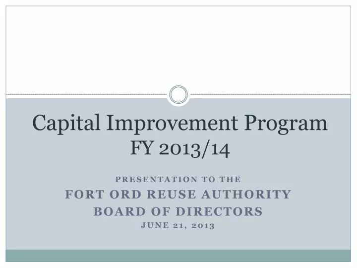 capital improvement program fy 2013 14