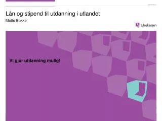 l n og stipend til utdanning i utlandet