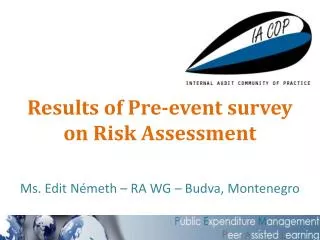 Results of Pre-event survey on Risk Assessment