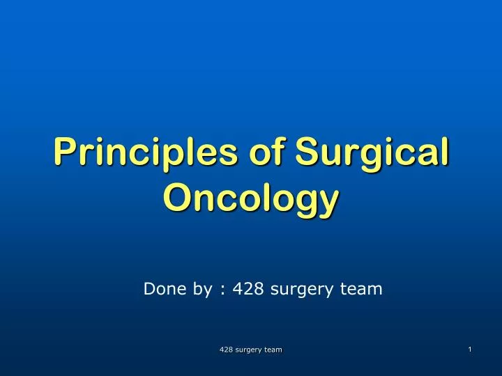 principles of surgical oncology