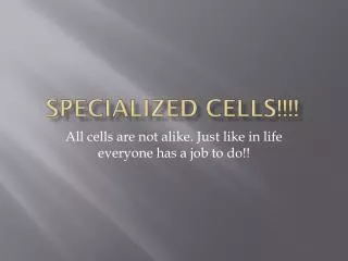 Specialized Cells!!!!