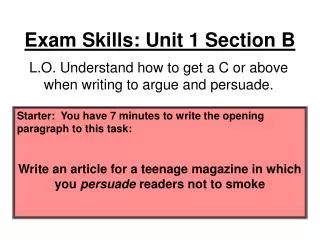Exam Skills: Unit 1 Section B