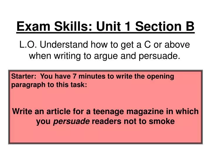 exam skills unit 1 section b