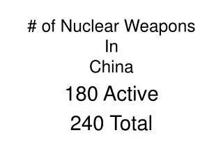 # of Nuclear Weapons In China