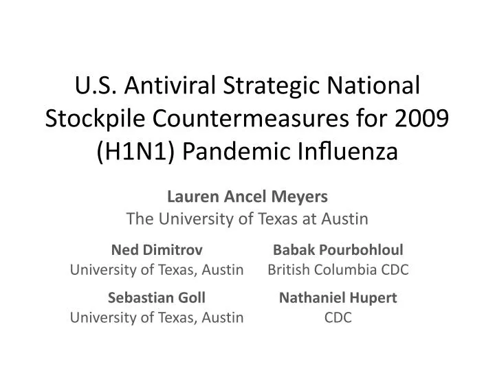 u s antiviral strategic national stockpile countermeasures for 2009 h1n1 pandemic in uenza