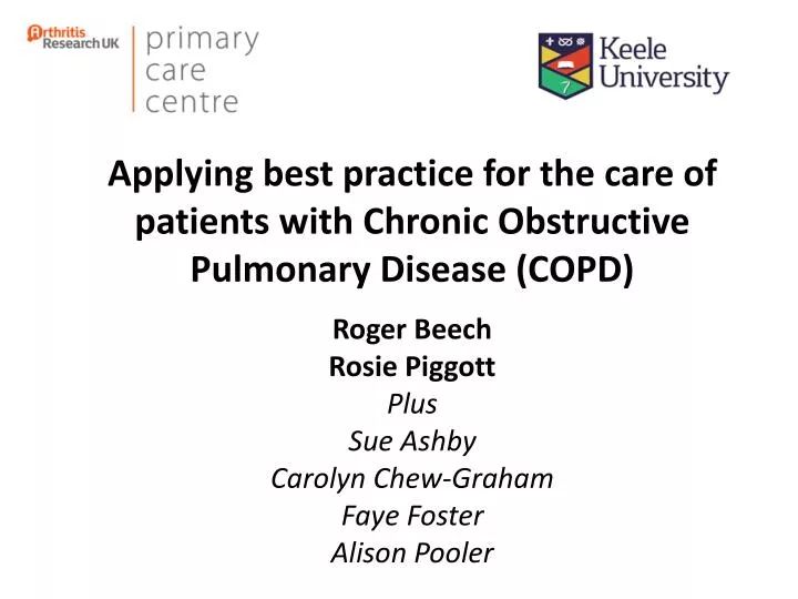 applying best practice for the care of patients with chronic obstructive pulmonary disease copd