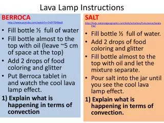 Lava Lamp Instructions