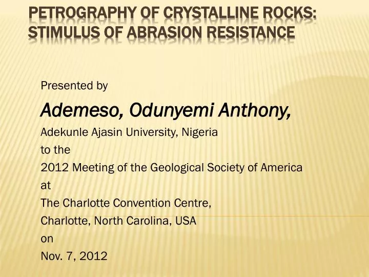 petrography of crystalline rocks stimulus of abrasion resistance