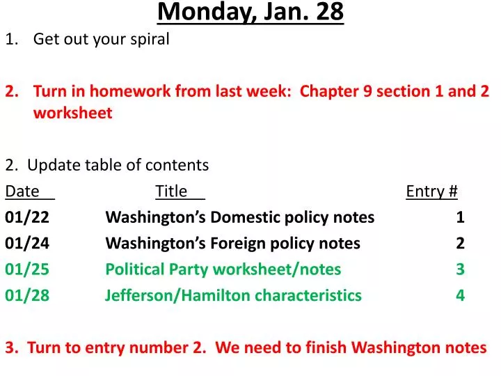 monday jan 28