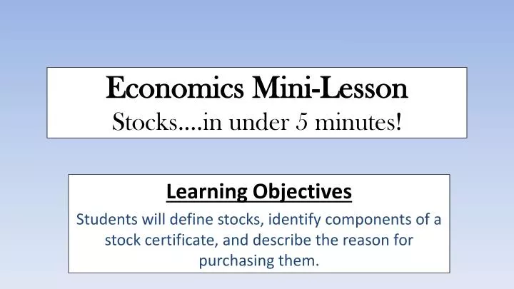 economics mini lesson stocks in under 5 minutes