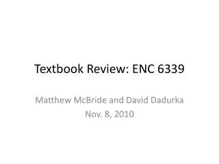 Textbook Review: ENC 6339
