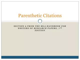 Parenthetic Citations