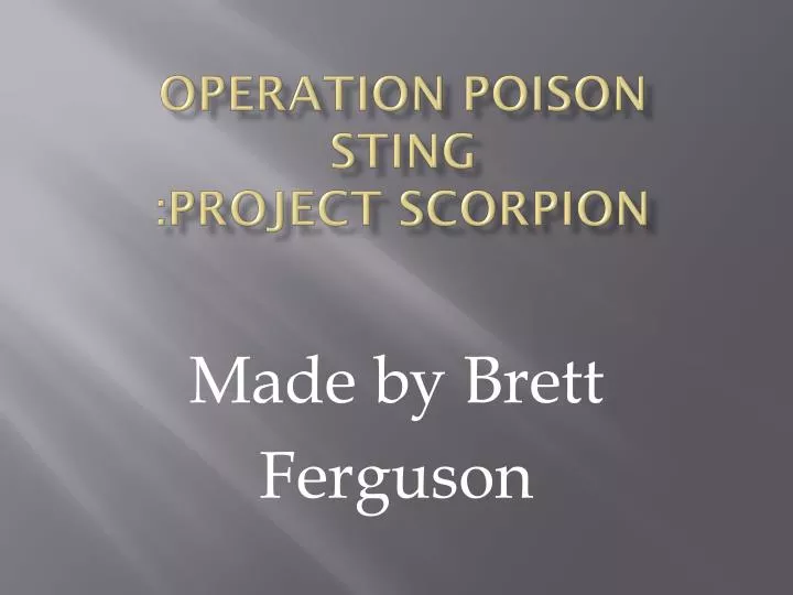 operation poison sting project scorpion
