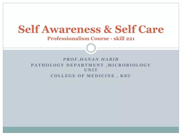 self awareness self care professionalism course skill 221
