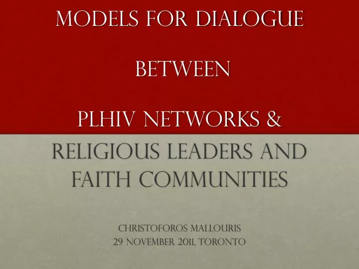 models for dialogue between plhiv networks