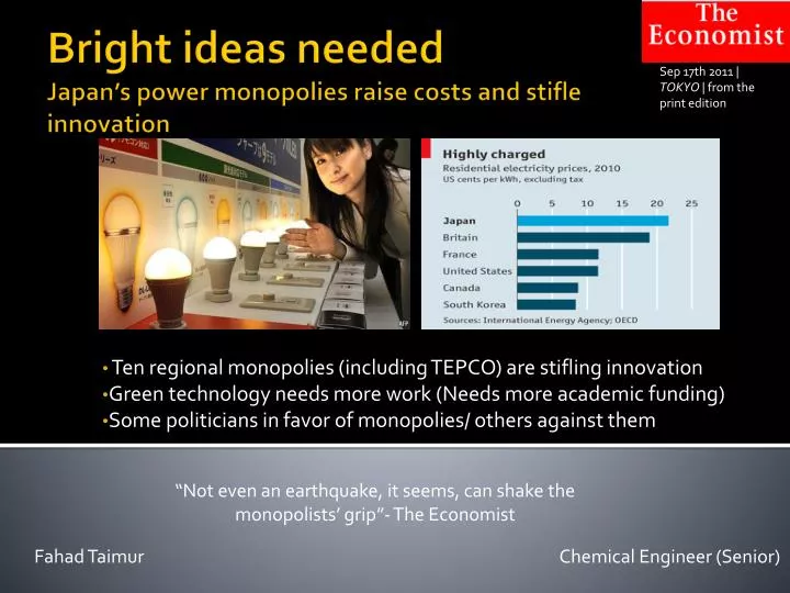 bright ideas needed japan s power monopolies raise costs and stifle innovation