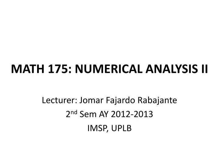 math 175 numerical analysis ii