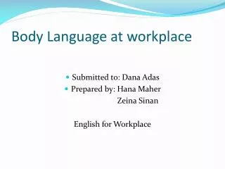 Body Language at workplace