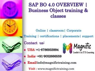 SAP BO 4.0 OVERVIEW – Business Object training & classes