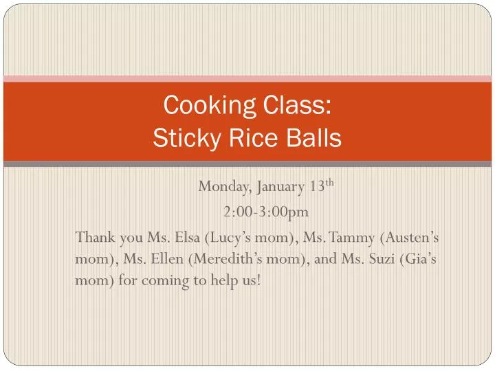 cooking class sticky rice balls