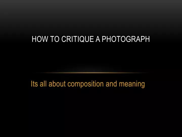 how to critique a photograph